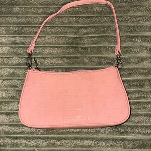Elegant Pink Crocodile-Embossed Shoulder Bag